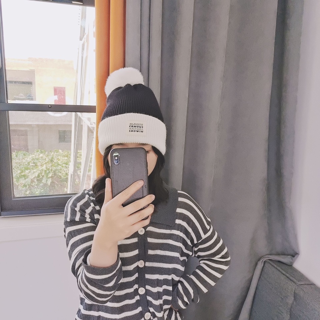 Mũ len dệt kim quả bông unisex Famous Pk16