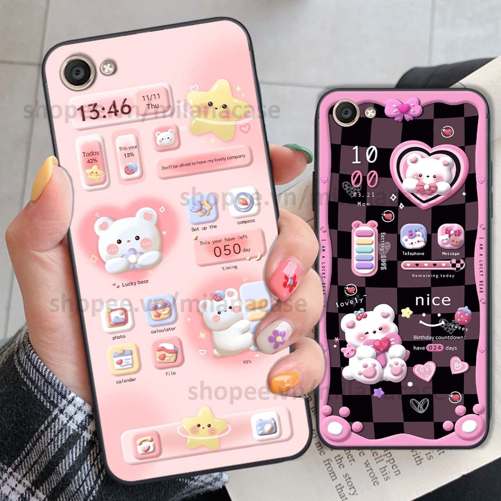 Ốp Vivo V5 / V5 Plus / Y67 hình đồng hồ icon gấu mèo cute cực dễ thương ngộ nghĩnh