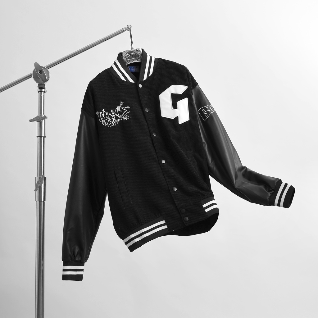 Áo Khoác Form Rộng Phối Tay Da Leather Sleeve Jacket Gonz