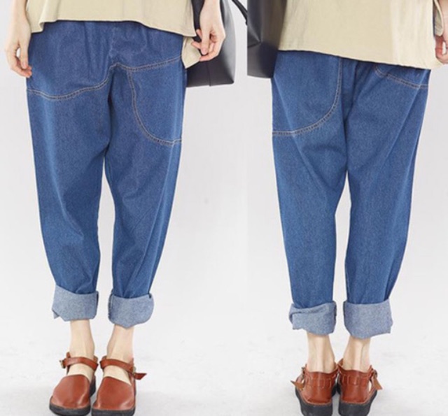 Quần jean baggy big size màu đen, xanh lưng thun size ngoại cỡ 70-100kg1