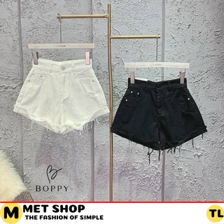 Quần short bò đen trắng dáng ôm, Quần đùi nữ cạp cao co giãn QS5033 -MET SHOP