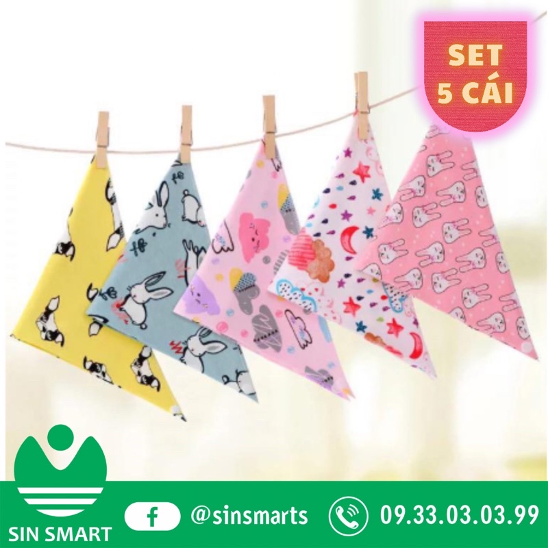 Yếm tam giác Goodmama Set 5 Cái 100% Cotton