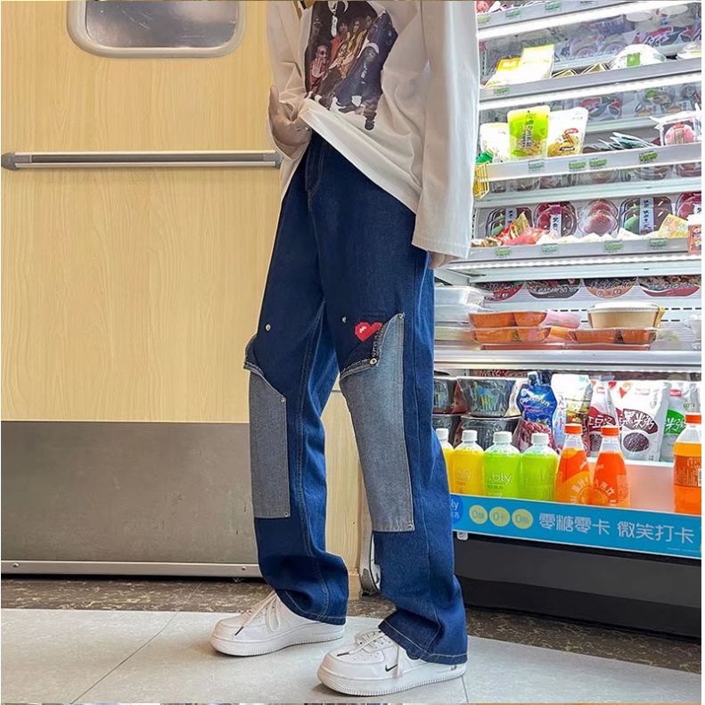 Quần Jeans Dài Màu Sắc Retro Phong Cách Hàn Quốc Cho Nam