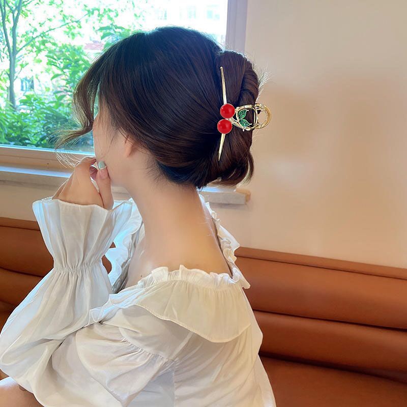 Haimeikang Kẹp Tóc Hình Quả Cherry Bằng Hợp Kim Lúa Mì Ngọt Ngào Thời Trang Hàn Quốc Dành Cho Bạn Gái
