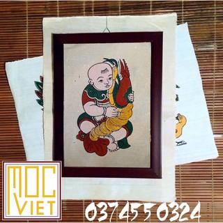 Tranh Đông Hồ Em bé ôm tôm