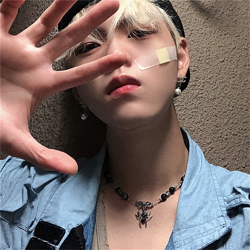 1 Vòng Cổ Chocker Mặt Nhện Đính Đá Cho Nam