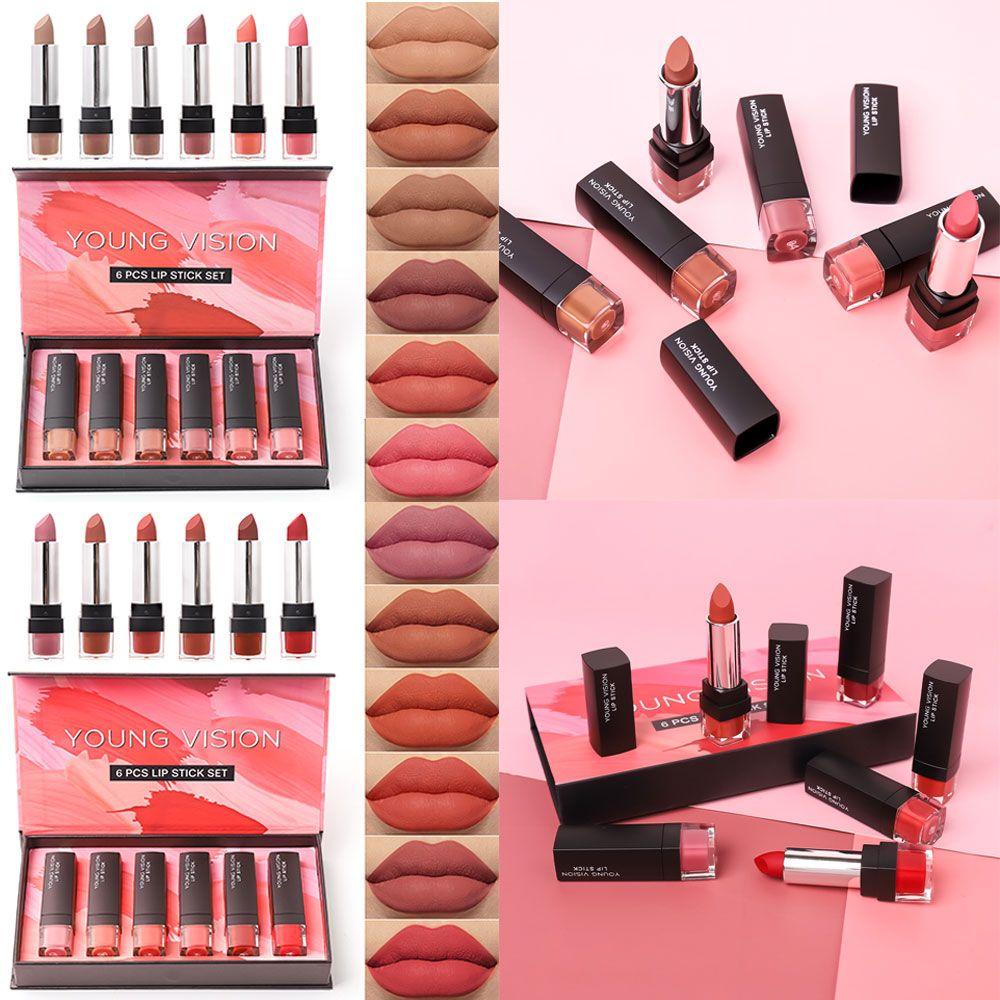 Bộ 6 Son Môi Màu Nhung Lì Lâu Trôi Chuyên Dụng Cho Trang Điểm