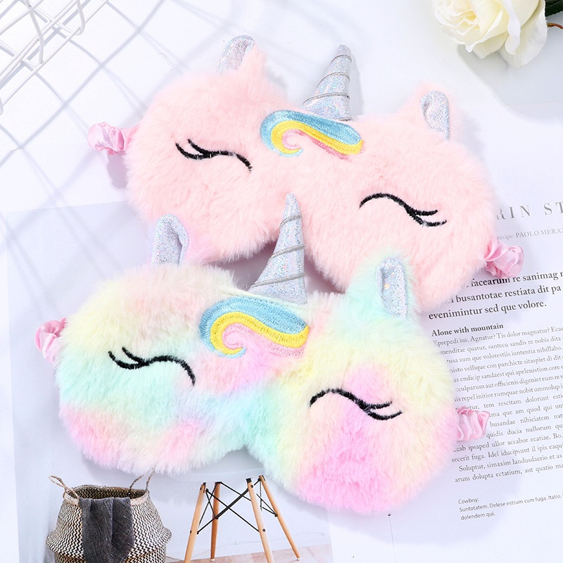 1 Miếng Bịt Mắt Ngủ Hình Kỳ Lân Dễ Thương Giúp Thư Giãn Khi Đi Du Lịch
