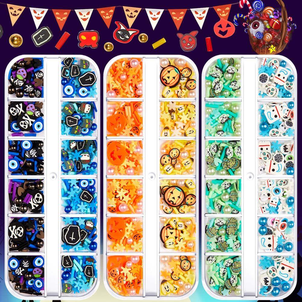 OCEANMAP Hộp Phụ Kiện Trang Trí Móng Tay Chủ Đề Halloween