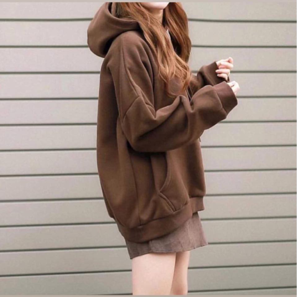 áo hoodie nâu trơn unisex - áo khoác nỉ bông hoodie basic brown - hoodie chui đầu thời trang nam nữ phong cách