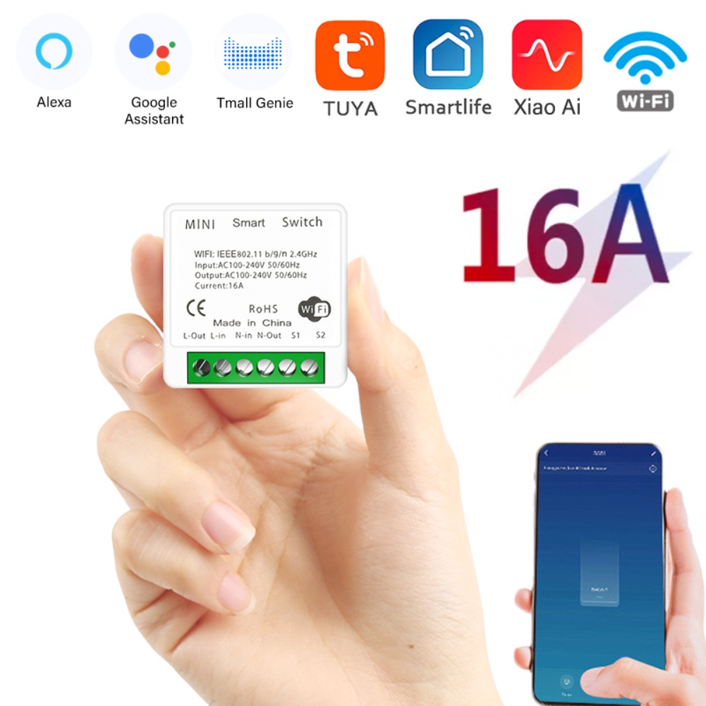 Công tắc thông minh Wifi mini 16a Tuya Điều khiển ứng dụng cuộc sống thông minh Hoạt động với Alexa Google Home Yandex Alice CUD01