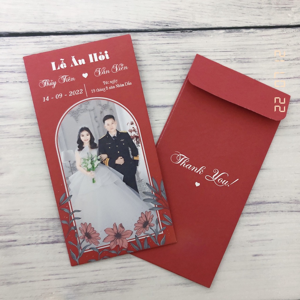 Lì xì ăn hỏi - Lì xì đám cưới in hình dâu rể nhiều mẫu