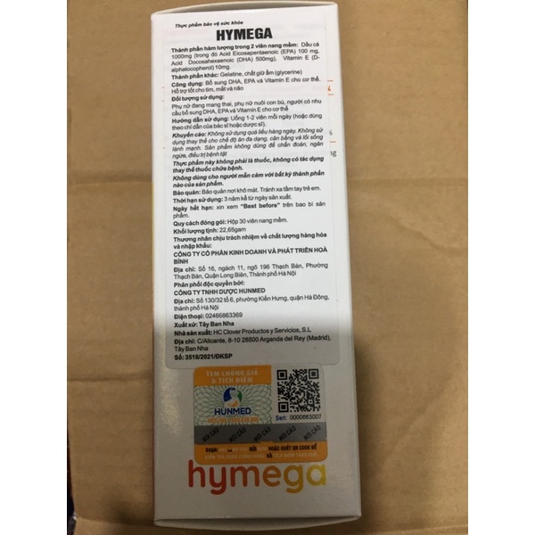 Viên uống DHA cho phụ nữ mang thai Hymega (phụ nữ đang mang thai,cho con bú,ngừơi cần bổ sung dha, epa,vtm e)tây ban nha