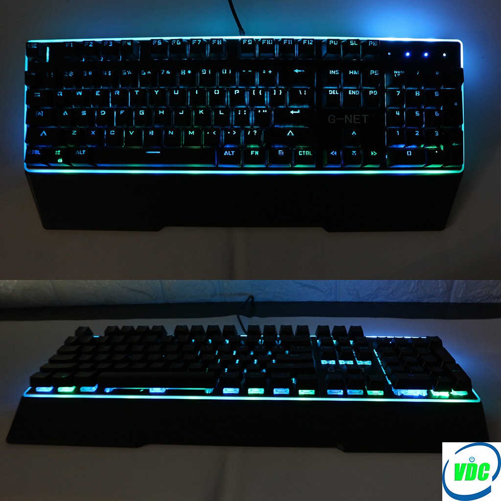 Bàn phím Gaming G-NET K88 - Led RGB - Có kê tay, tặng key tháo cap, 2 switch thay thế - BH 12 THÁNG