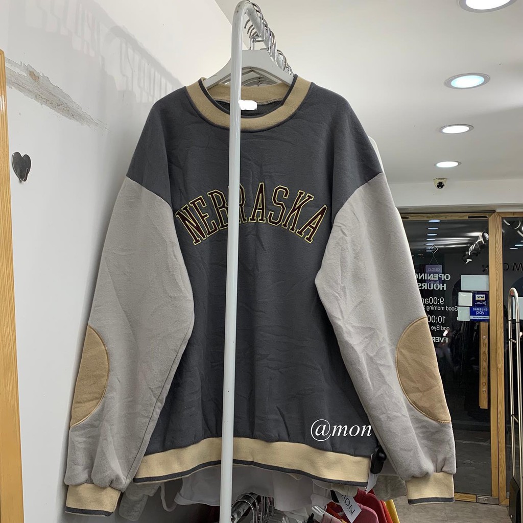 2012024 Áo sweater nỉ bông bóng chày, áo nỉ ulzzang, áo nỉ nữ freesize | BigBuy360 - bigbuy360.vn