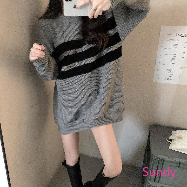 Áo Sweater Dệt Kim Tay Dài Dáng Rộng Thời Trang Mùa Thu Cho Nữ Có Size Lớn