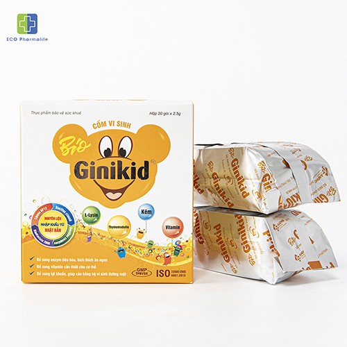 Bio Ginikid - Hộp 20 gói x 2,5g - Bổ sung enzym tiêu hóa, kích thích ăn ngon, ngăn ngừa táo bón cho bé