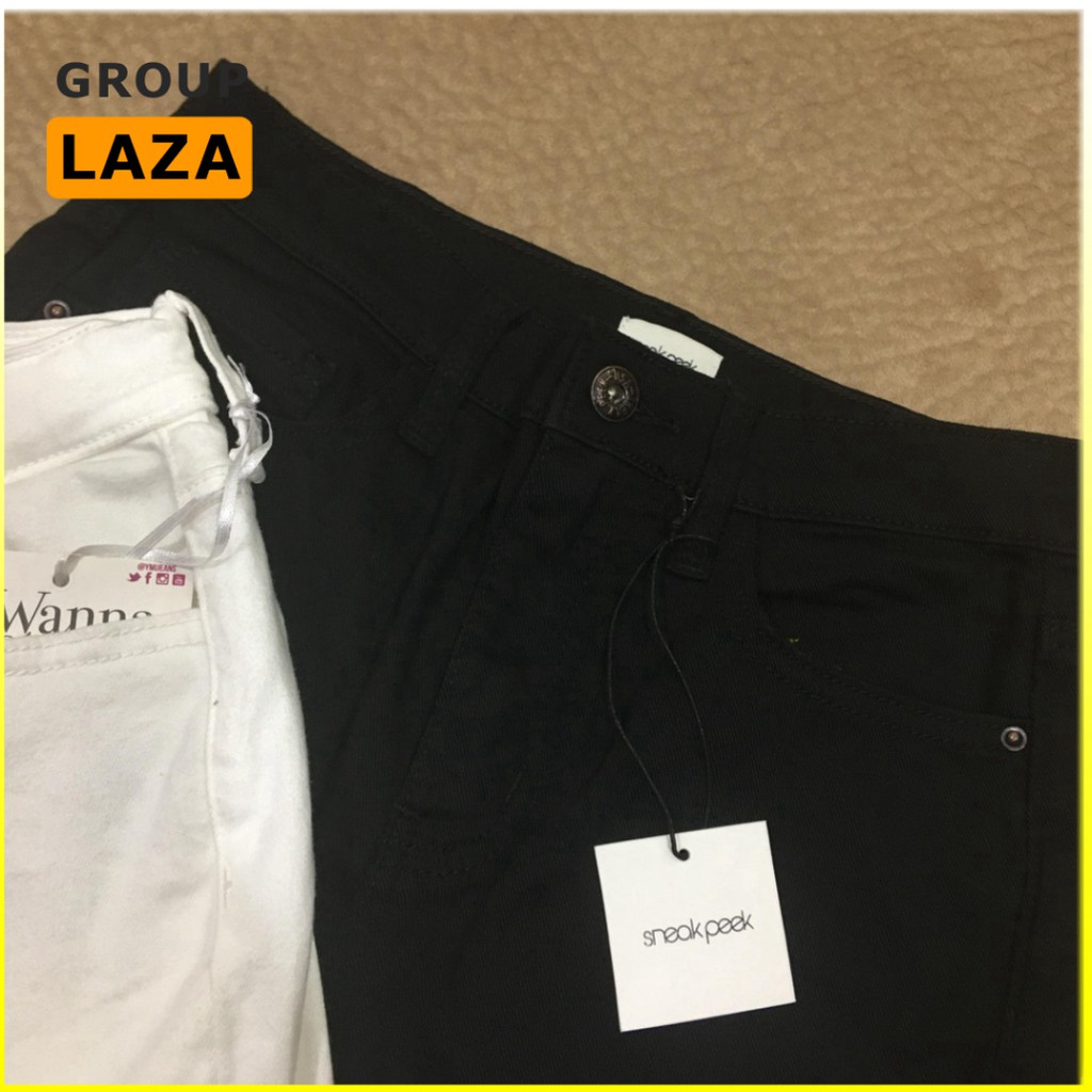 [Freeship - Thanh lí 1 ngày] Quần Jeans TRƠN 2 màu ĐEN TRẮNG LazaGroup