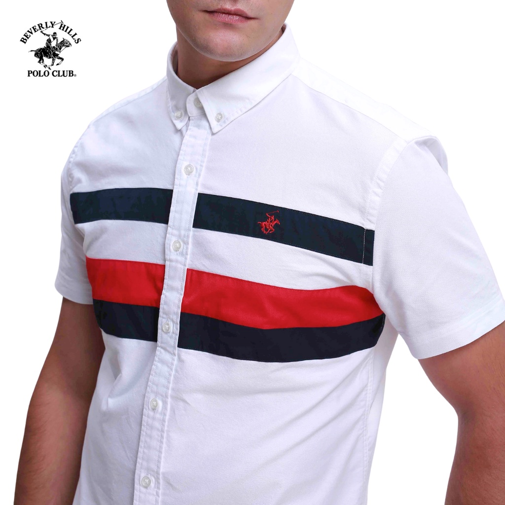 Beverly Hills Polo Club - Áo sơ mi Ngắn tay Nam Slim Fit Trắng WH- BHPC CMSSS22TL003