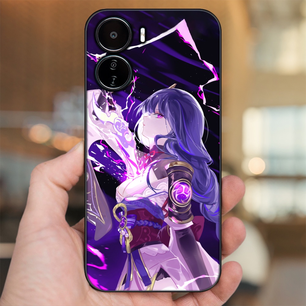 Ốp lưng Vivo Y16 viền đen in hình Raiden Shogun Genshin Impact