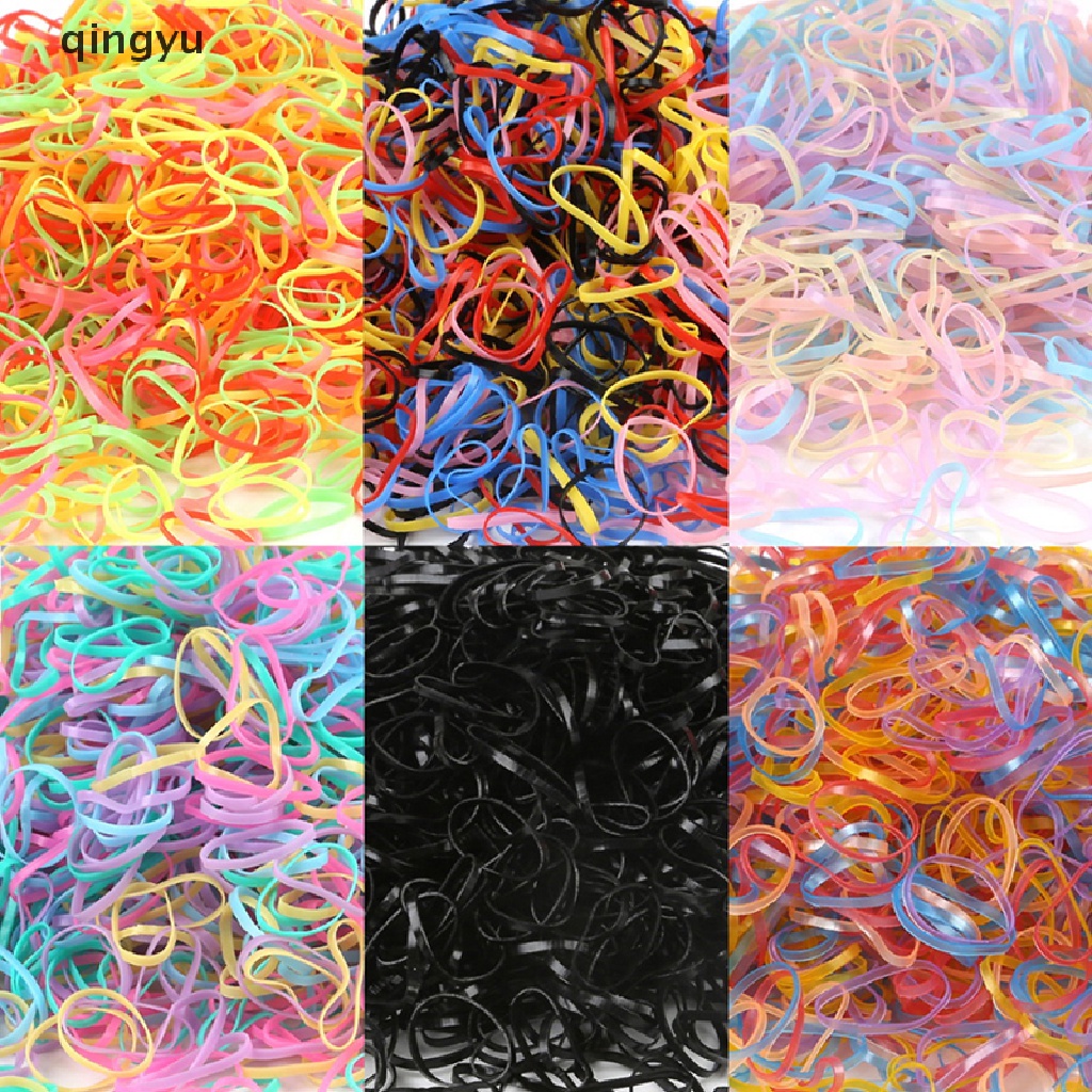 qingyu 1000PCS Disposable Rubber Bands Elastic Hair Ties Rings Band Kids Girl Ponytails PLI