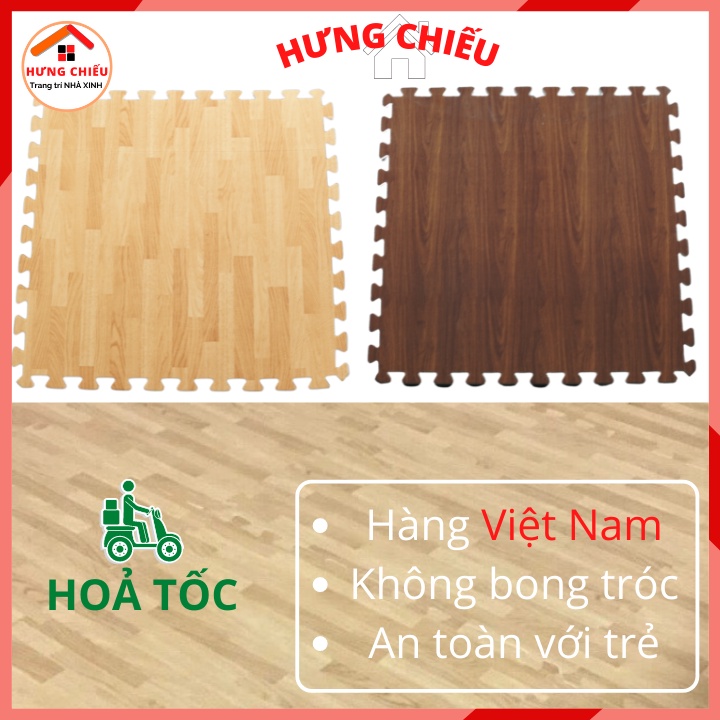 Thảm xốp vân gỗ lót sàn cho bé ghép miếng chống trơn trượt Tường Lâm 60x60cm hàng đẹp ( 1 tấm )
