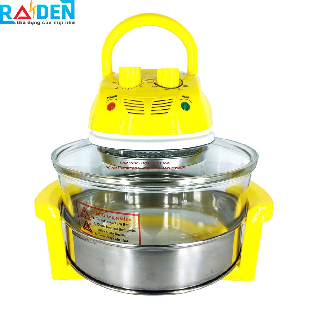 Lò nướng thủy tinh Apechome APH-618 dung tích 12L, có vòng inox nâng dung tích lên 17L