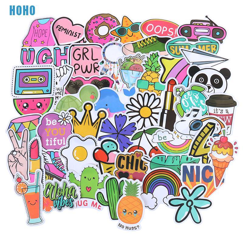 Set 50 Miếng Dán Họa Tiết Hoạt Hình Trang Trí Đa Năng Chất Lượng Cao