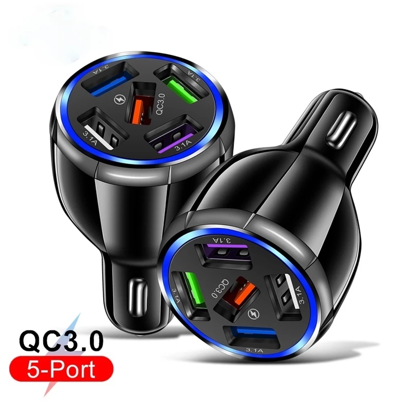 Tẩu Sạc Nhanh 5 Cổng Usb/15A Tương Thích Với Tất Cả ĐT táo Và Android