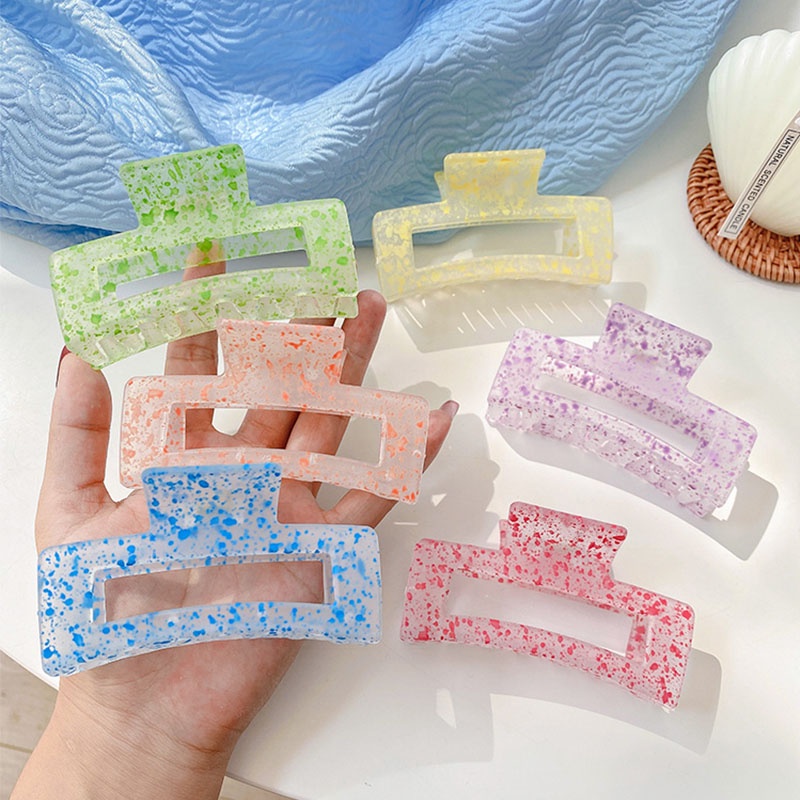 Kẹp tóc acrylic nhiều màu sắc thiết kế đơn giản phong cách Hàn Quốc