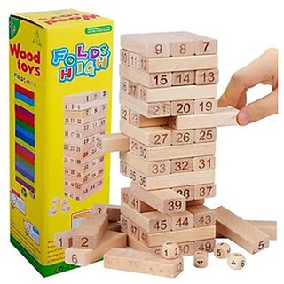 Bộ đồ chơi rút gỗ Wiss Toy ( Gồm 54 thanh gỗ và 4 xúc xắc), đồ chơi gỗ thông minh, trò chơi rút gỗ, Tetosi
