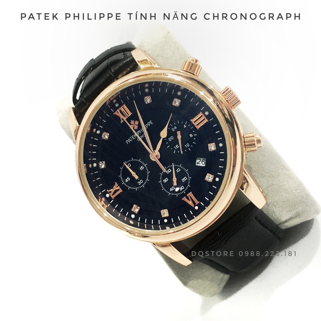 Đồng hồ nam Chronograph P.a.t.e.k phiên bản dây da cao cấp, mặt kính sapphire chống xước, chống nước tốt 3ATM | BigBuy360 - bigbuy360.vn