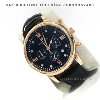 Đồng hồ nam dòng Chronograph, Patek-Philip, mặt kính saphire đổi màu, dây da cao cấp, chống nước rất tốt