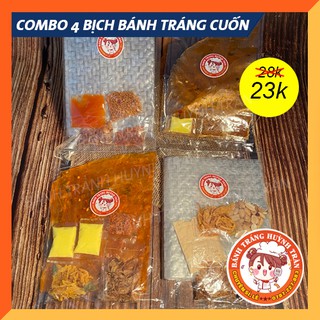 Combo 4 bịch bánh tráng cuốn (giấm me cay, bơ me, bơ chà bông gà, muối tỏi)