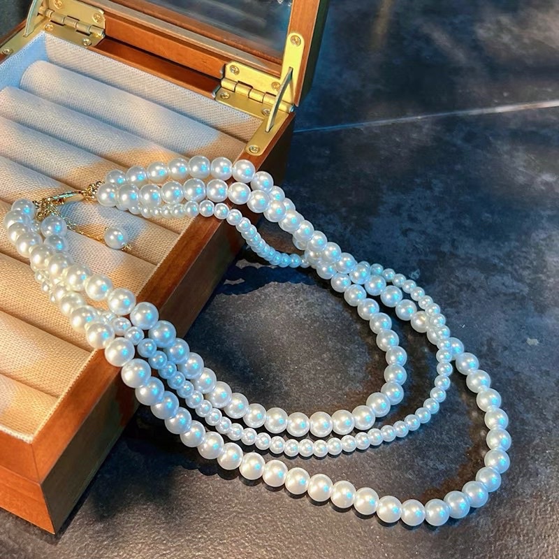 Vòng cổ hạt trai nhân tạo 3 lớp vintage mã RC-899