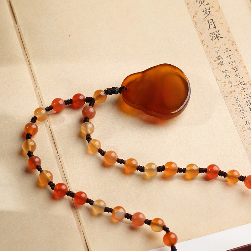 Dây Chuyền Dáng Dài Mặt Hình Phật Di Lặc Maitreya Màu Đỏ Phong Cách Dân Tộc Retro Thời Trang Mùa Hè Mới