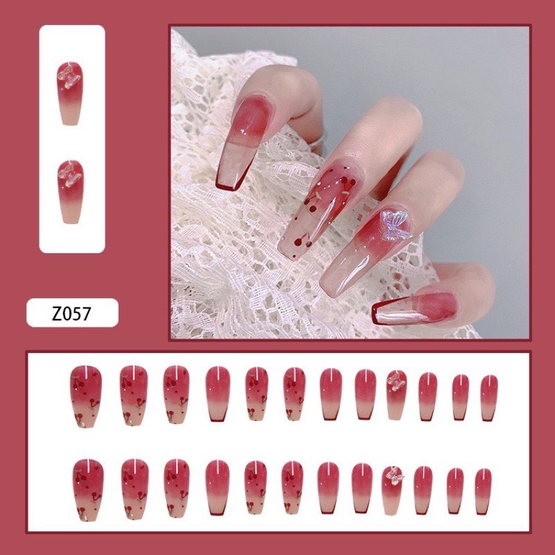 Nail Box Đính Đá Kèm Keo Dán, 1 Hộp 24 Móng Z057
