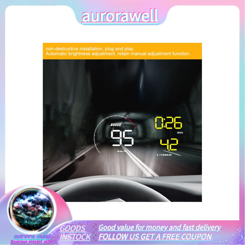 Aurorawell HUD Display Blue White A9 5.5in Universal Car Head Up ODB2 System