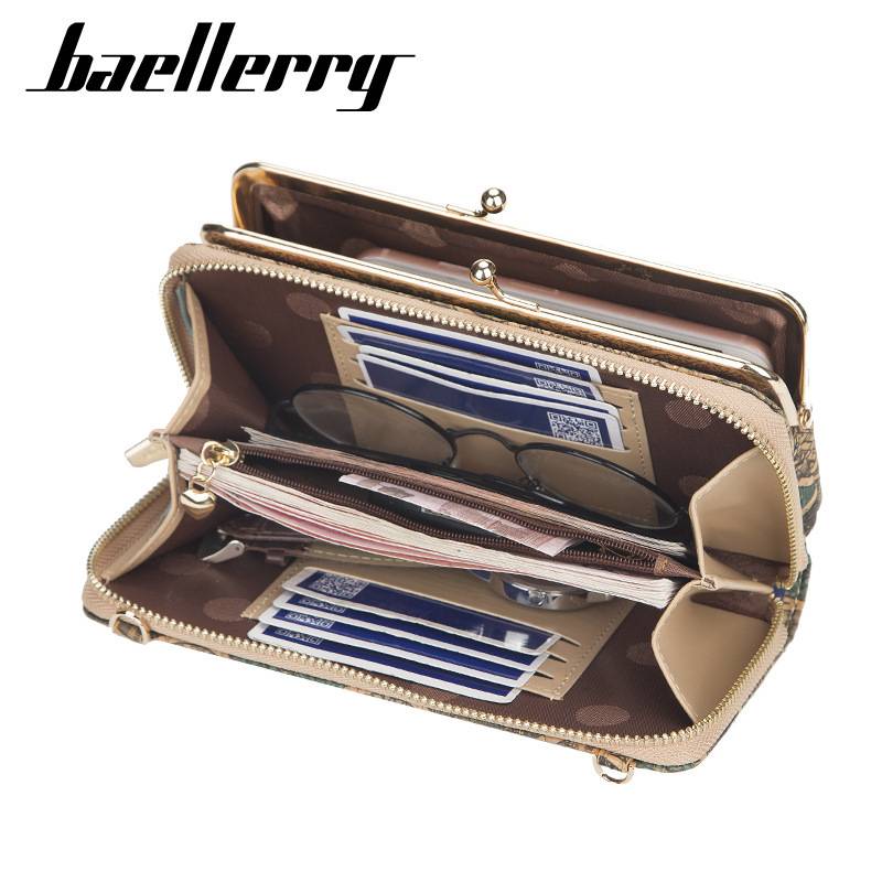 Baellerry Ladies Messenger Bag Retro Gỗ Mẫu Đa chức năng Túi đeo vai Nữ Mini In Zipper Wallet Nữ