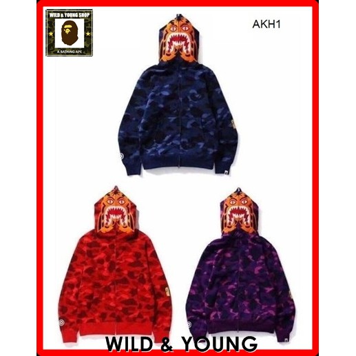 ⚡️HOT SALE⚡️Áo khoác Hoodie Nam Nữ, Khoác Bape Shark Cá Mập Tiger Bape Zipper Camo (AKH1)