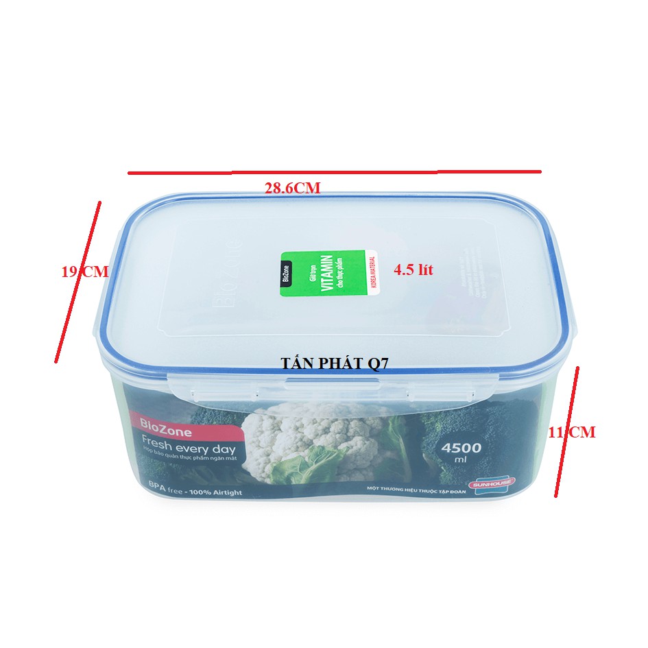 Hộp bảo quản thực phẩm ngăn mát BioZone SIZE NHỠ 2.5 lít, 2.6 lít,3.6 lít, 4.5 lít