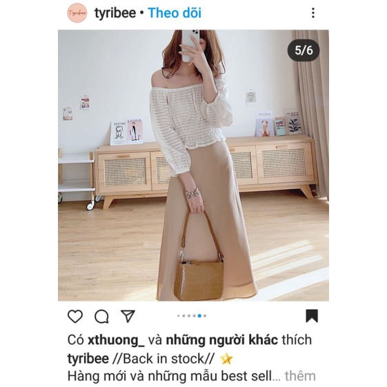 Pass Chân váy chữ A màu be nude Tyribee size M