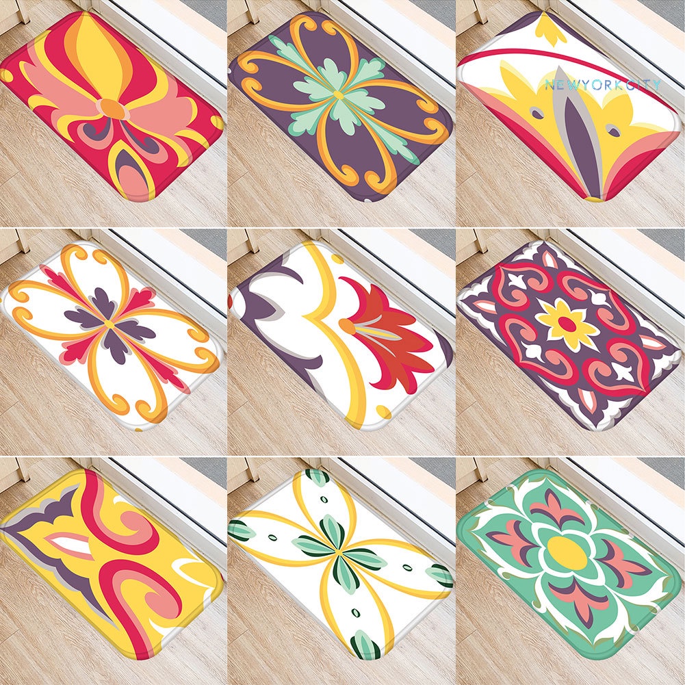 Thảm lót cửa chùi chân Chống Trượt Hình Hoa Nhiều Màu Sắc