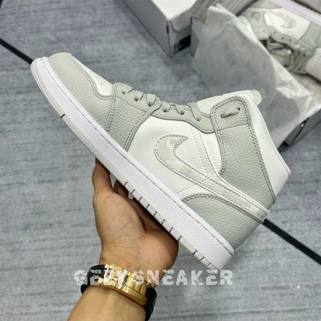 [GeekSneaker] Giày Jordan 1 Mid WHITE CAMO - MID TOP