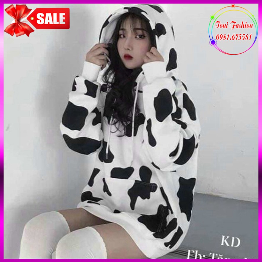 ÁO HOODIE - QUẦN NỈ NGOẠI Bò Sữa 3D (HD2420 - Cổ Chui) (Toni Fashion)