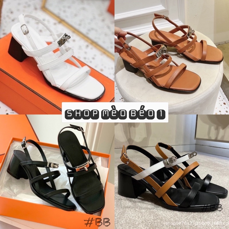 Sandal hm quai ngang gót trụ fullbox