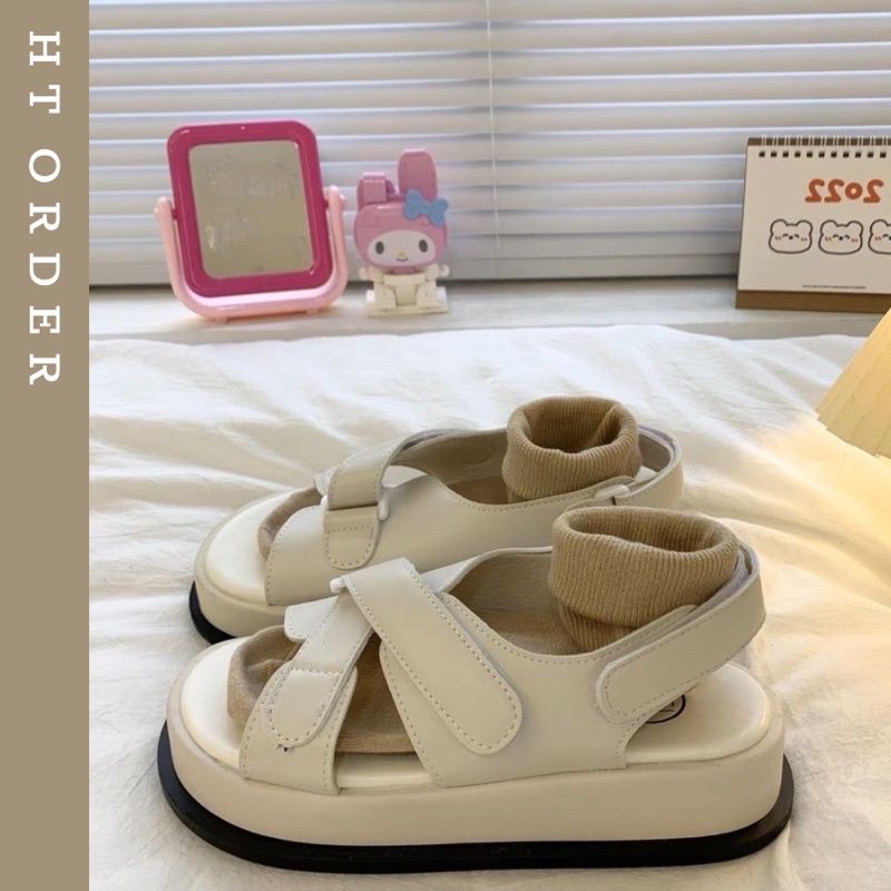 Sandal quai dán chéo đế cao ulzzang dành cho học sinh phù hợp đi học đi chơi du lịch D05