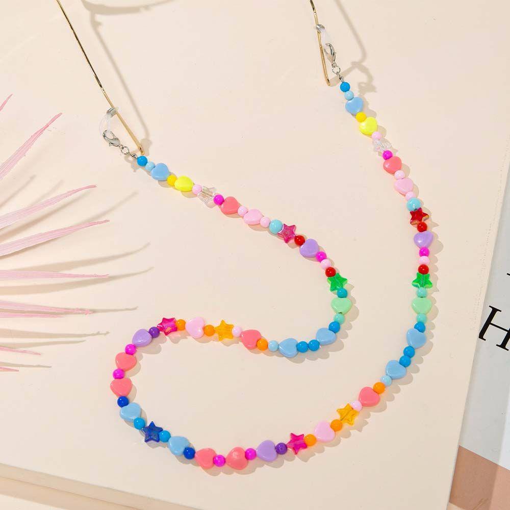 Dây Chuỗi Xích Acrylic Hình Ngôi Sao Năm Cánh Màu Kẹo Lấp Lánh Trang Trí Mắt Kính Thời Trang