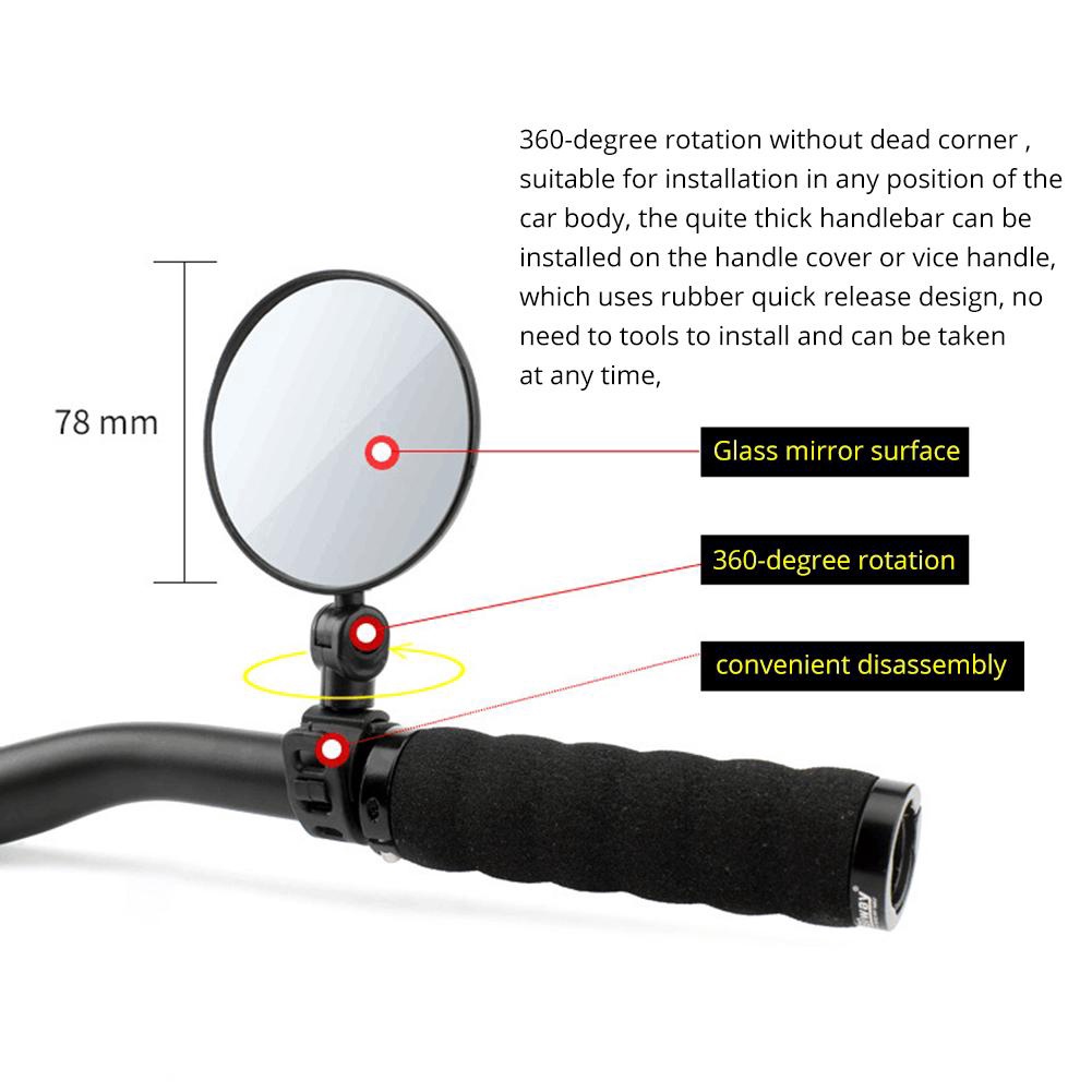 Gương Chiếu Hậu Xoay 360 Độ Bằng Silicone Có Thể Điều Chỉnh Dành Cho Xe Đạp