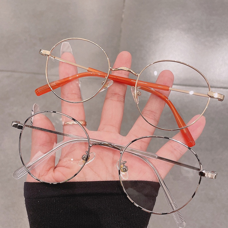 Kính Mát Gọng Tròn Bằng Kim Loại Chống Ánh Sáng Xanh Thời Trang Phong Cách Hàn Quốc